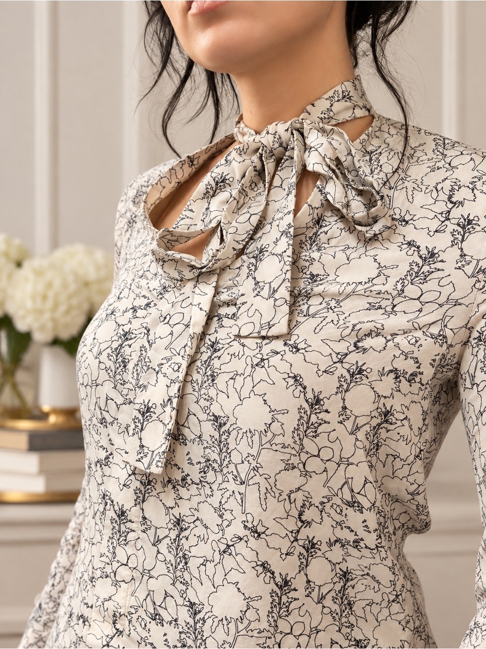 RAG & BONE 100% SILK FLORAL BLOUSE | BOW NECK | OFFICE ✨